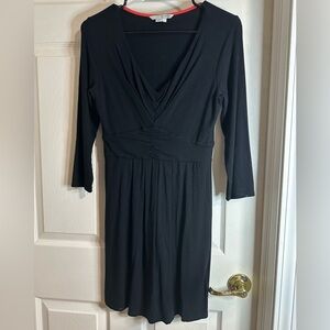 Boden Black Ruched Sheath Dress with Cowl Neck